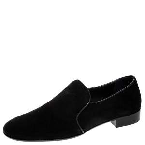 Pre Owned Giuseppe Zanotti Black Suede Cut Smoking Slippers Size 44