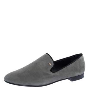Pre Owned Giuseppe Zanotti Grey Suede Kevin Smoking Slippers Size 43
