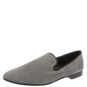 Giuseppe Zanotti Grey Suede Leather Slip On Smoking Slippers Size 44