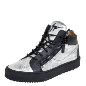 Giuseppe Zanotti Black/Silver Leather High Top Sneakers Size 40