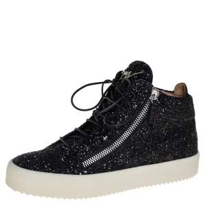 Giuseppe Zanotti Black Glitter High Top Sneakers Size 40