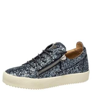Giuseppe Zanotti Grey/Silver Glitter Low Top Sneakers Size 40