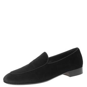 Giuseppe Zanotti  Black  Velvet Slip On Loafers Size 44