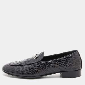 Giuseppe Zanotti Black Cros Embossed Leather Smoking Slippers Size 41
