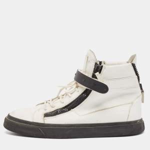 Giuseppe Zanotti White Leather High Top Sneakers Size 46