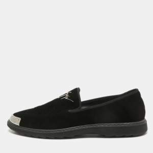 Giuseppe Zanotti Black Velvet Slip on Smoking Slippers Size 44