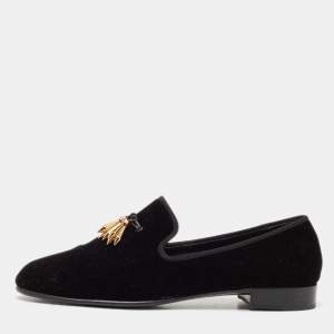Giuseppe Zanotti Black Velvet Smoking Slippers Size 43