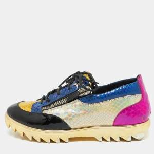 Giuseppe Zanotti Multicolor Python Embossed Leather Low Top Sneakers Size 43