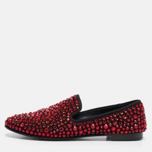 Giuseppe Zanotti Black Suede Crystal Embellished Smoking Slippers Size 41