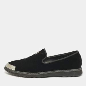Giuseppe Zanotti Black Velvet Slip On Smoking Slippers Size 44