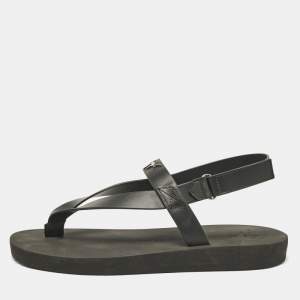 Giuseppe Zanotti Black Leather Nevada Flat Sandals Size 43