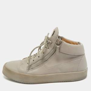 Giuseppe Zanotti Grey Leather Kriss High Top Sneakers Size 44.5