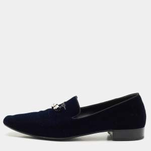 Giuseppe Zanotti Blue Suede Dice  Charm Slip-On Loafers Size 45