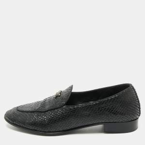 Giuseppe Zanotti Black Snakeskin Embossed Leather Smoking Slippers Size 45