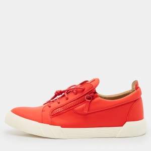 Giuseppe Zanotti Red Leather The Shark 5.0 Low Top Sneakers Size 47