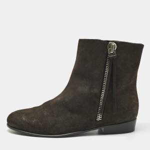 Giuseppe Zanotti Dark Brown Suede Chelsea Ankle Boots Size 42.5