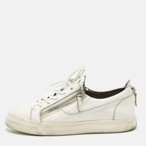 Pre Owned Giuseppe Zanotti Frankie Size 40 White Leather Low Top Sneakers
