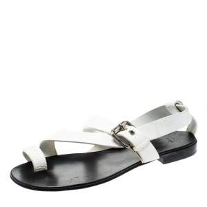 Giuseppe Zanotti White Leather Toe Ring Cross Strap Sandals Size 43