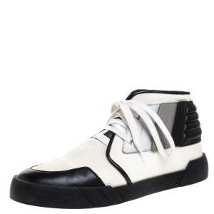 Giuseppe Zanotti Black/White Canvas and Leather Foxy London High Top Sneakers Size 43.5