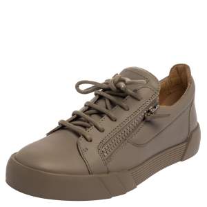 Giuseppe Zanotti Grey Leather Frankie Low Top Sneakers Size 40