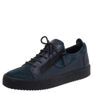 Giuseppe Zanotti Blue Suede And Leather Dona Low Top Sneakers Size 42