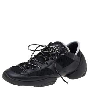 Giuseppe Zanotti Black Mesh And Leather Low Top Sneakers Size 44
