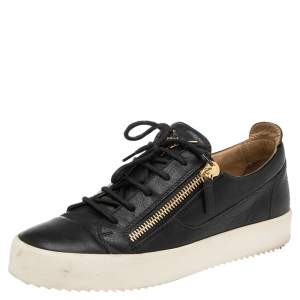 Giuseppe Zanotti Black Leather Frankie Sneakers Size 42 