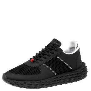 Giuseppe Zanotti Black Leather and Mesh Urchin Sneaker Size 42