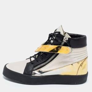 Giuseppe Zanotti Tri-Color Leather Hero V Strap High Top Sneakers Size 43