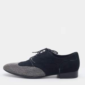 Giuseppe Zanotti Black Suede Studded Lace Up Oxfords Size 43