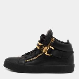 Giuseppe Zanotti Black Leather High Top Sneakers Size 42