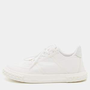 Giuseppe Zanotti White Fabric and Leather Low Top Sneakers Size 42.5