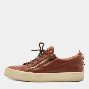 Giuseppe Zanotti Brown Leather Frankie Low Top Sneakers Size 43