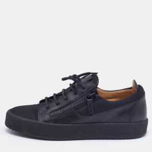 Giuseppe Zanotti Black Leather and Nylon Frankie Low Top Sneakers Size 43