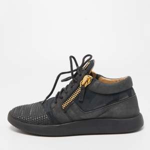 Giuseppe Zanotti Black Fabric And Suede Runner Low Top Sneakers Size 42