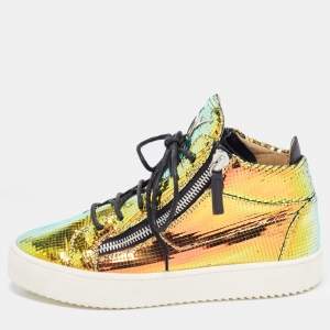 Giuseppe Zanotti Multicolor Foil Leather High Top Sneakers Size 41 