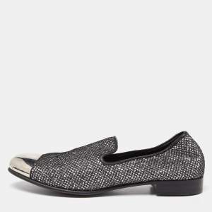 Giuseppe Zanotti Silver Mesh and Glitter Slip on Loafers Size 40.5