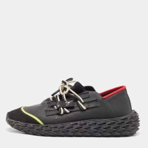 Giuseppe Zanotti Black Mesh and Leather Urchin Sneakers Size 43.5