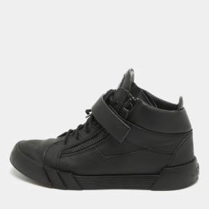 Giuseppe Zanotti Black Matte Leather High Top Sneakers 44