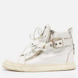 Giuseppe Zanotti White Leather High Top Sneakers Size 40