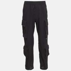 Givenchy Black Cotton and Crochet Trim Cargo Pants M