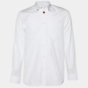 Givenchy White Cotton Crystal Button Shirt M