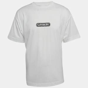 Givenchy White Logo Printed Cotton Standard Fit T-Shirt L