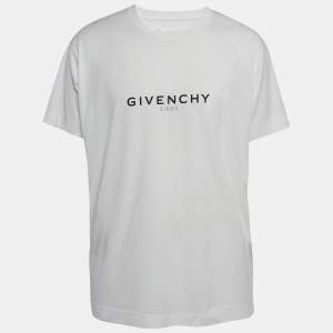 Givenchy White Logo Printed Cotton Oversized Fit T-Shirt L