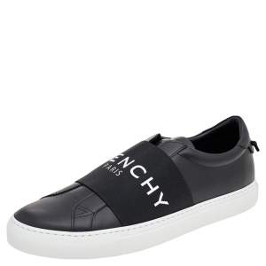 Givenchy Black/White Leather Urban Street Logo Slip On Sneakers Size 45