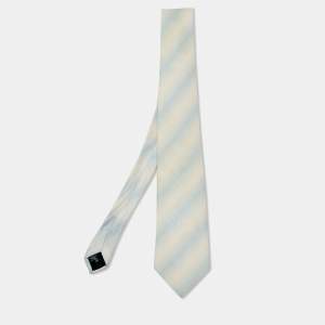 Givenchy Blue/White Signature Logo Print Silk Tie