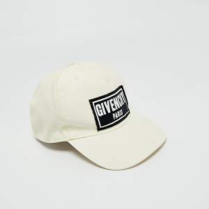 Pre Owned Givenchy White Nylon Logo Patch Base Ball Cap 56Cm