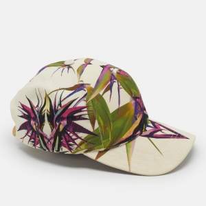 Pre Owned Givenchy Yellow Gabardine Birds Of Paradise Baseball Cap Size 53
