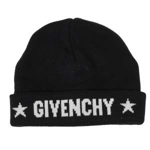 Pre Owned Givenchy Black Star Logo Intarsia Knit Cashmere Beanie