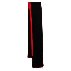Givenchy Red & Black Striped Intarsia Wool Scarf